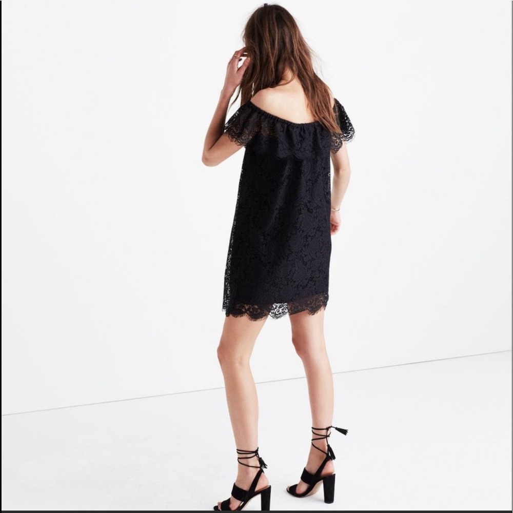 Madewell Floral Lace Off Shoulder Oversized Mini Dress Sz 0 - Picture 3 of 16